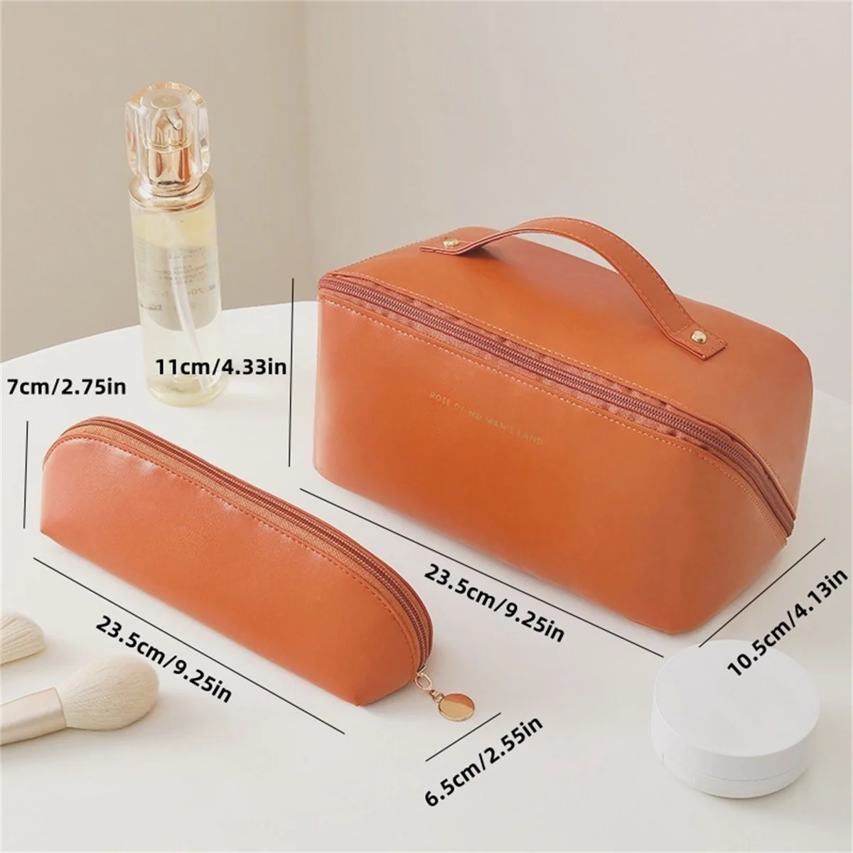 2pcs Multifunctional Travel Cosmetic Bag&Brush Pack combination,Waterproof Women's Wash Bag with Large Opening  Dividers 6