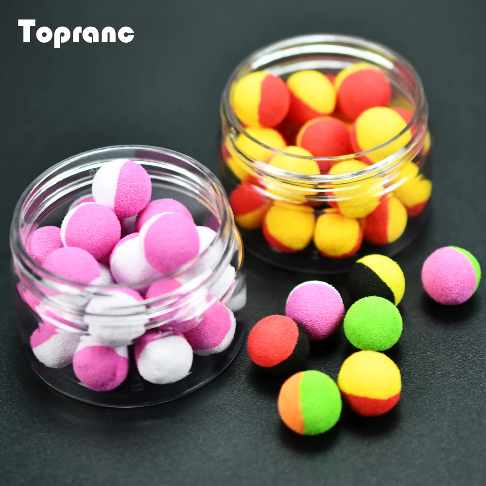 Billes de mousse Topranc bicolores - leurres flottants EVA pour pêche carpe et techniques de suspension