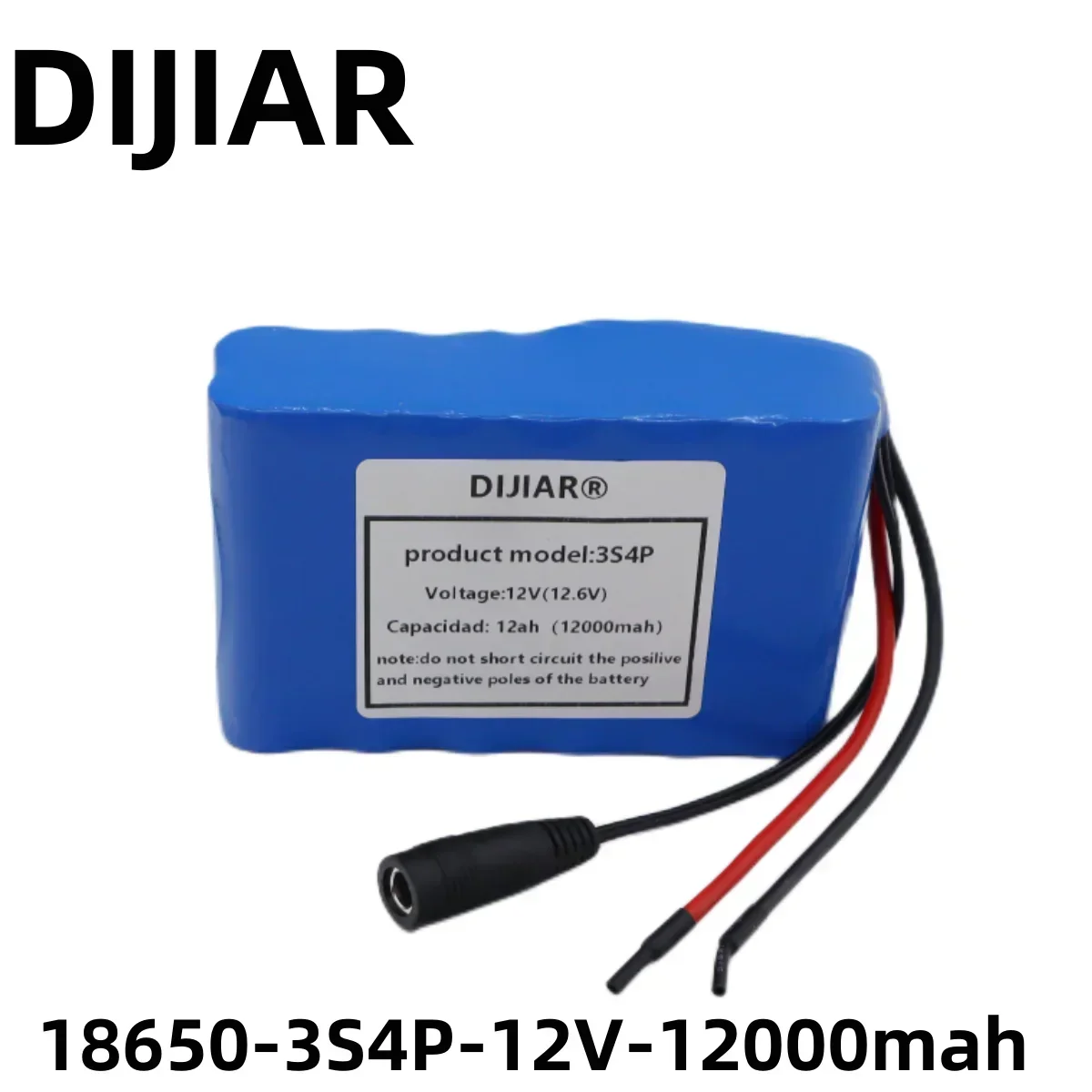 High-Capacity 12V 12Ah Rechargeable Lithium-Ion Battery Pack with BMS and Charger