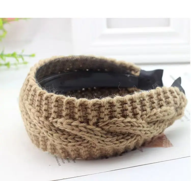 Warmes Stirnband mit breiter Krempe, Herbst- und Winter-Woll-Haarnadel, Skifahren, das weißes Haar bedeckt, gestrickte Haar-Accessoires, Diademas – Detail 4