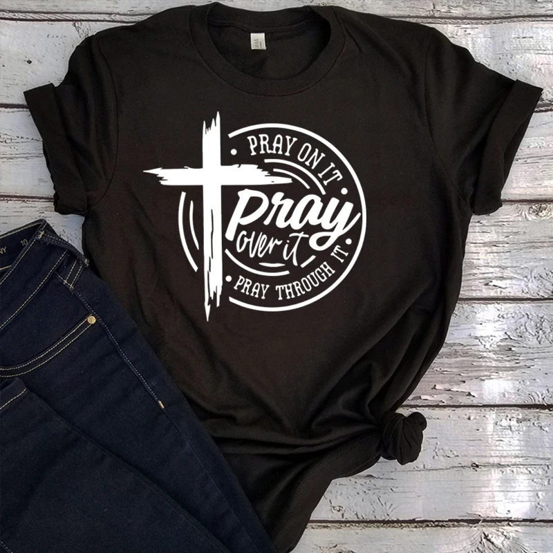 

Jesus Shirt Gift for Christian Religious Tee Faith Tops Church Prayer Gift Pray on Shirts Christian Women Clothes