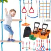 Outdoor Playset Equipment 2 x 60 ft Weatherproof Slacklines Ninja Warrior Obstacle Course for Kids 1
