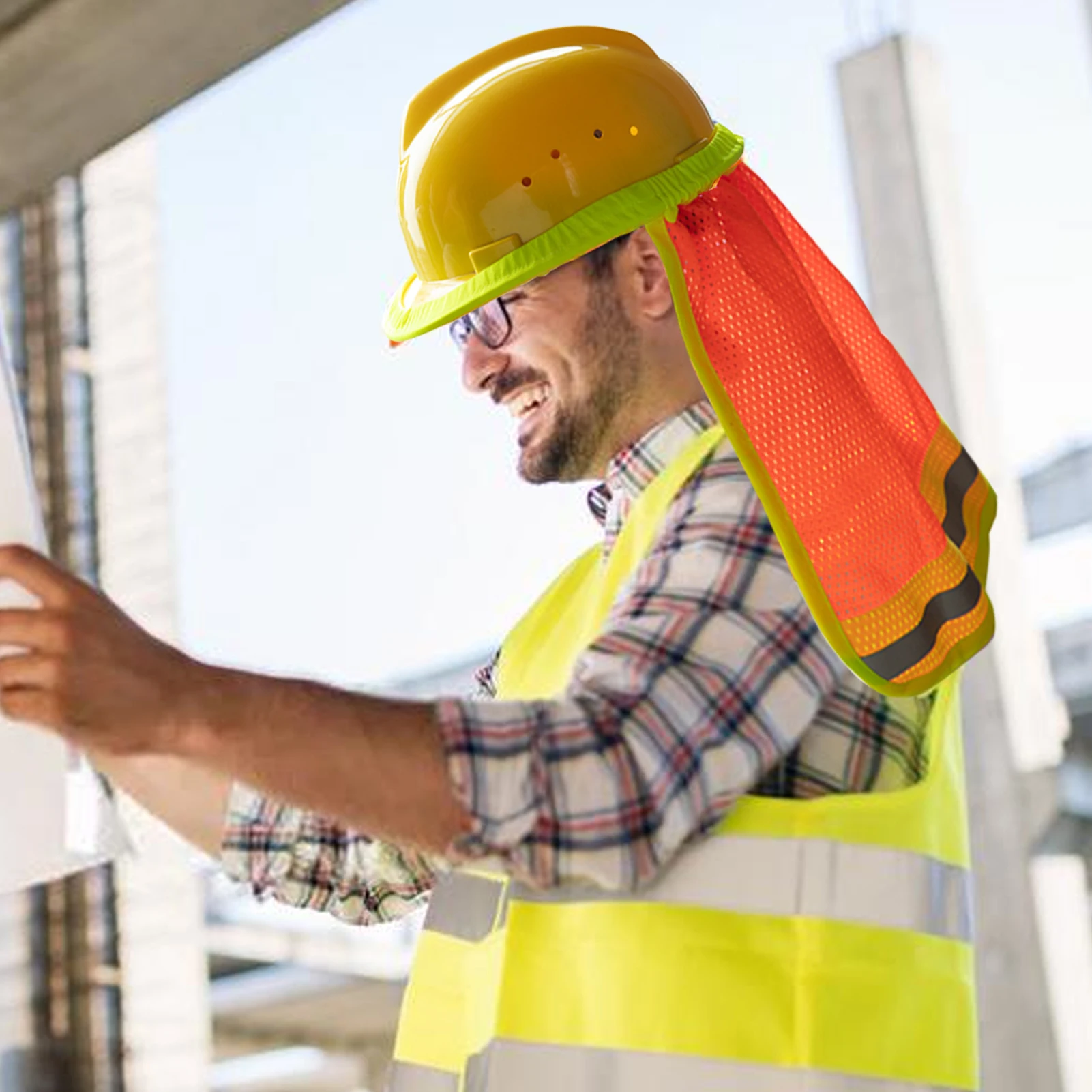 2Pcs Hard Hat Neck Cover Construction Neck Cover Safety Hard Hat Shield Sun Shade Reflective Stripe High Visibility
