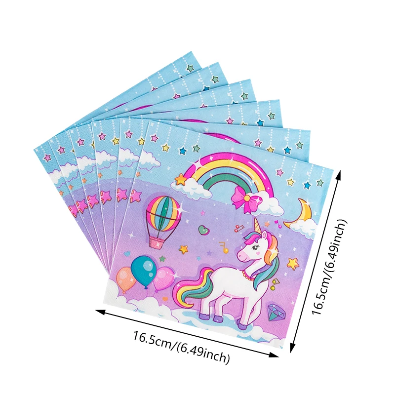 20Pcs Cartoon Unicorn Decorative Rainbow Paper Straw Birthday