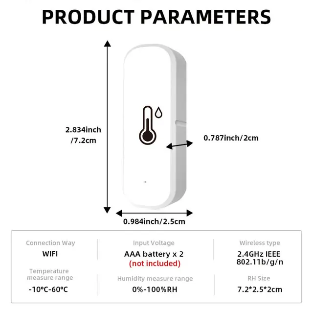 WiFi Smart Temperature And Humidity Sensor Battery Powered APP Monitoring Smart Home Security Work With Alexa Google Home 6