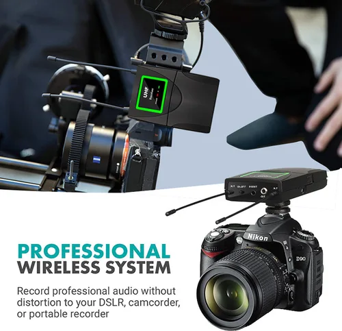오디오 UHF 무선 라발리에 마이크, DSLR 카메라 인터뷰 라이브 녹화용, 30 채널 선택 가능, 50m 범위 3