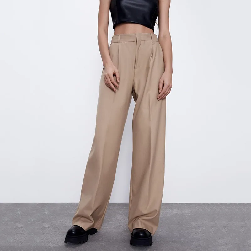 

New Fashion Women's High Waist Loose Camel Soft Face Wide Leg Pants