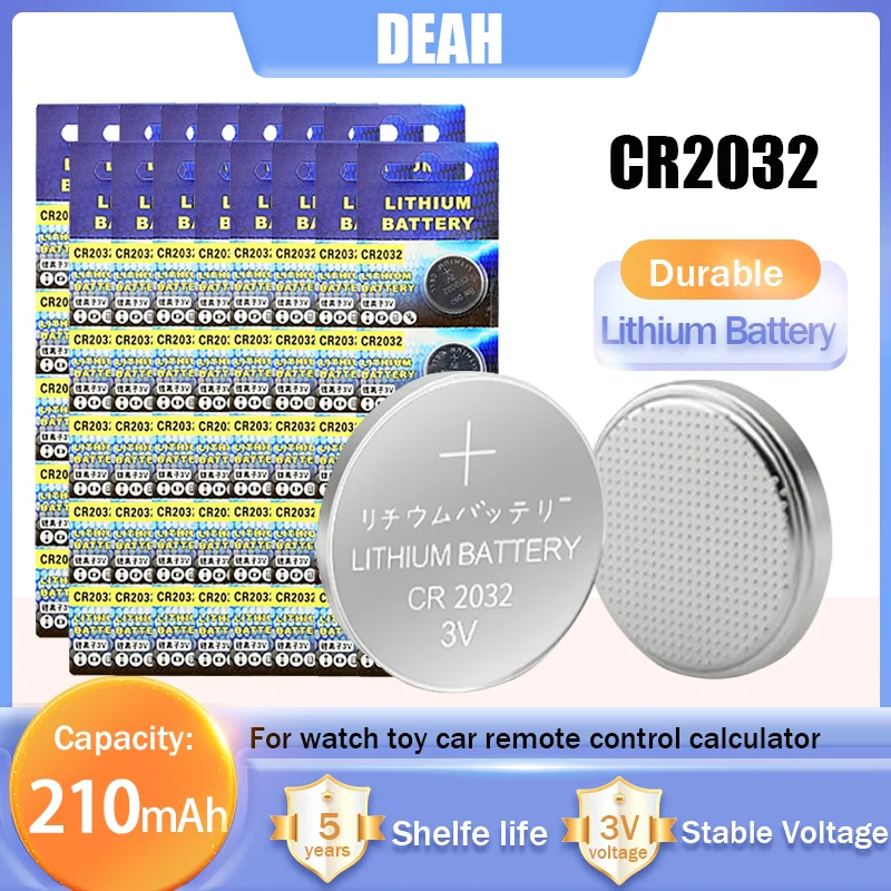 Lithium Button Cell Battery Br2032 Dl2032 Ecr2032 100200pcs Cr2032