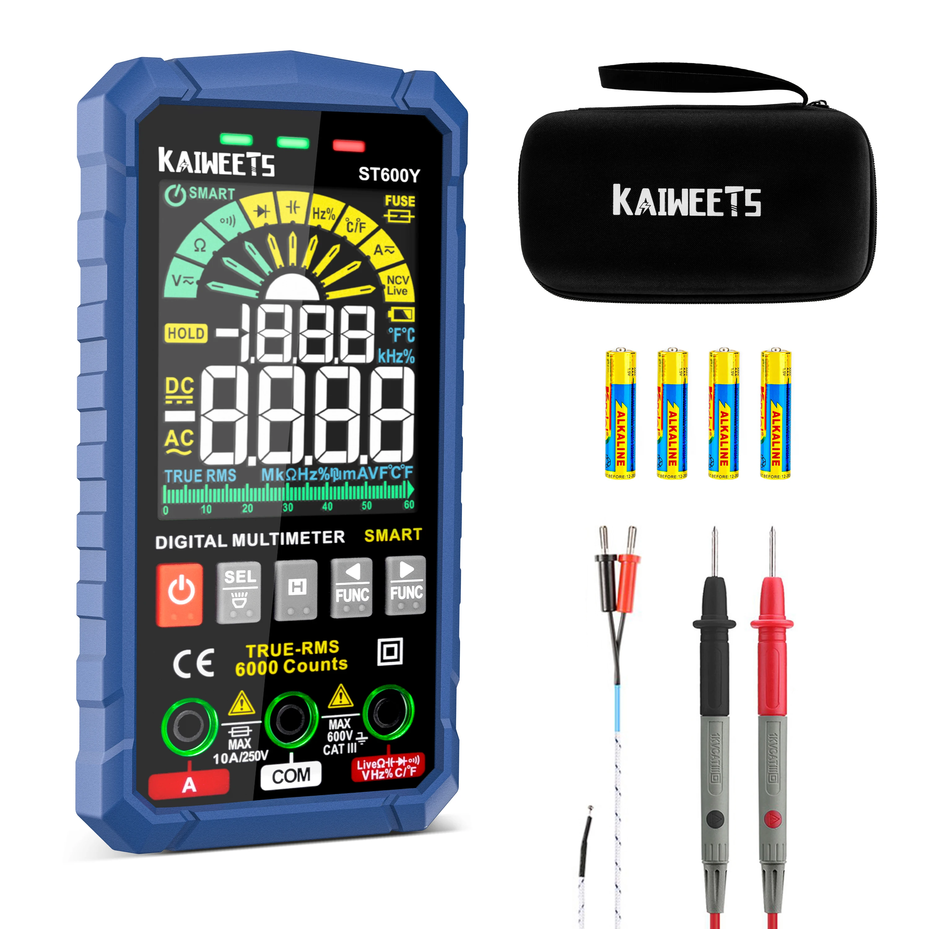 best ph tester KAIWEETS ST600Y Ture RMS Digital Multimeter Auto Range NCV Intelligent Multimetro Tester AC DC Voltage Capacitance Ohm Hz Meter oscilloscopes Measurement & Analysis Tools