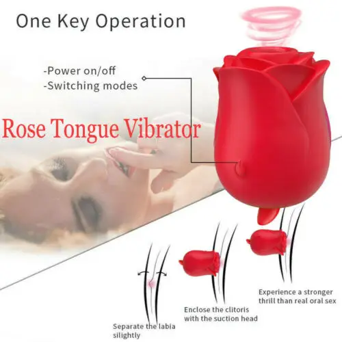 Female Sex Toys 6 Speed Vibrator Women Vagina Nipple Sucking Rose Shape Oral Sex Licking Tongue Clitori Stimulation Erotic Toy