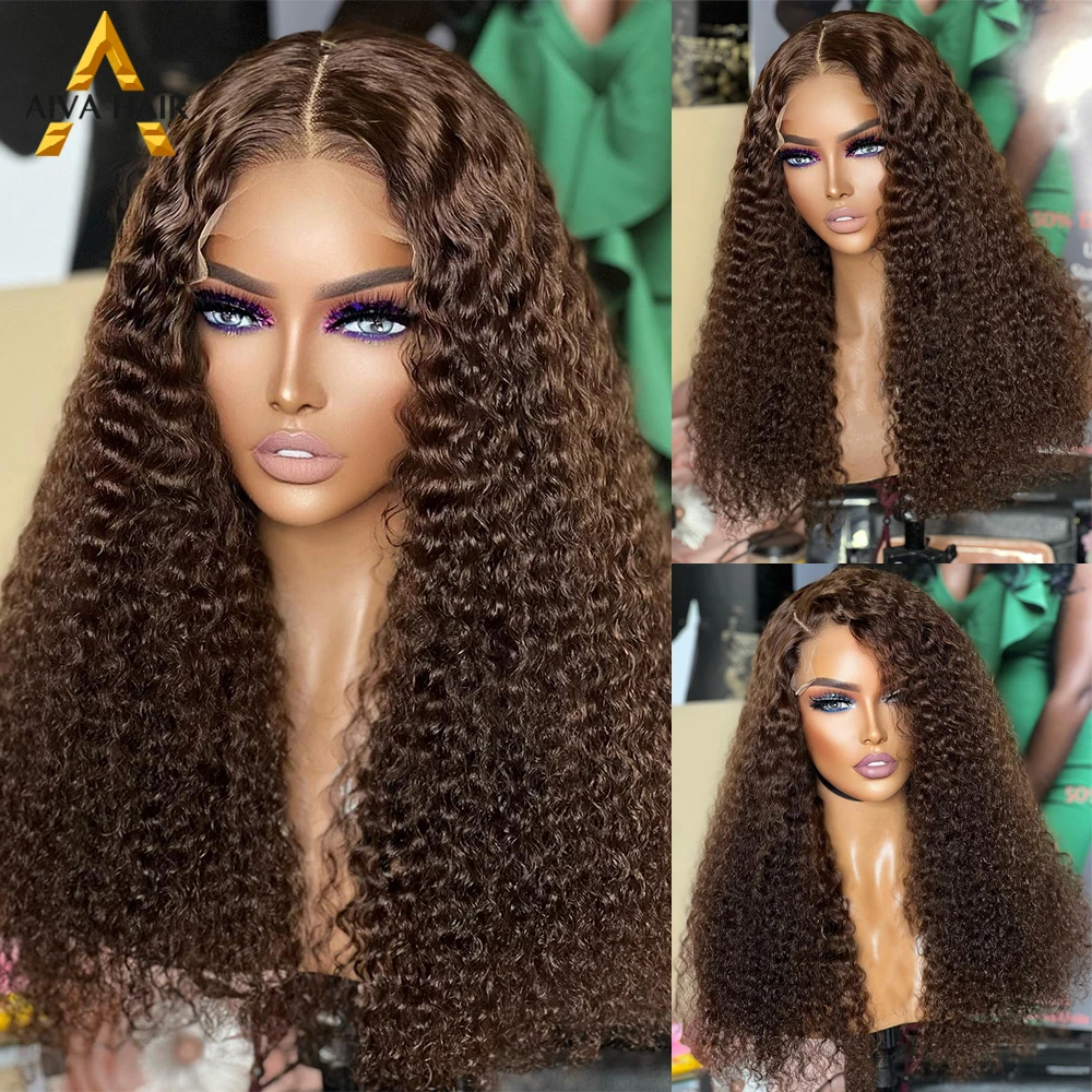 

Brown Color Synthetic 13x4 Lace Front Deep Curly Wig Cosplay Heat Resistant Glueless Wigs For Black Women Pre Plucked