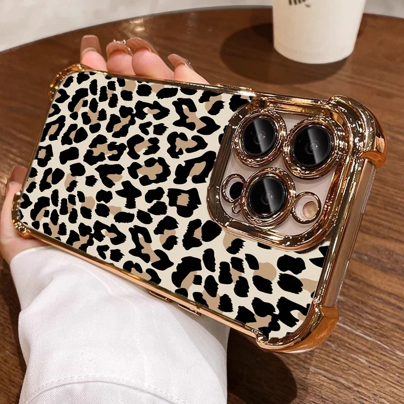 Chic Leopard Print Plated Soft TPU Phone Case