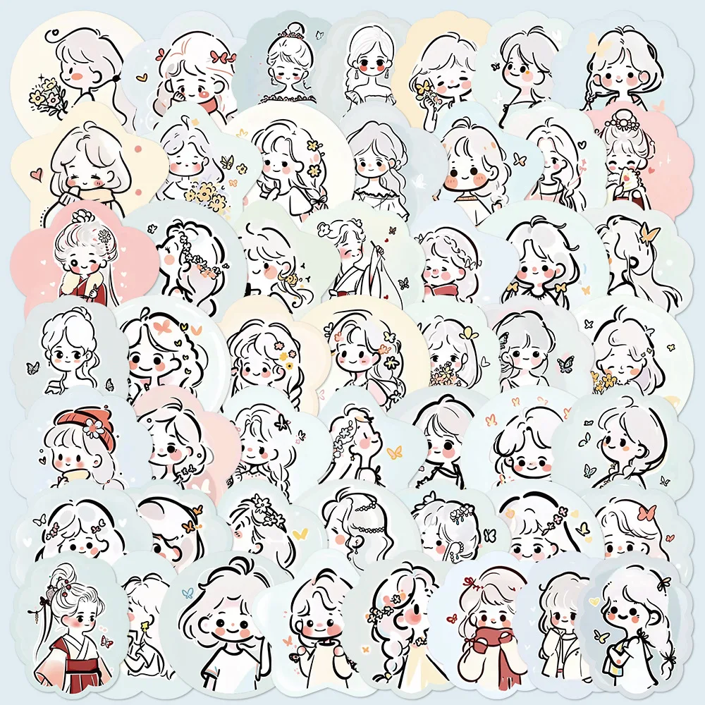 

50pcs Cute Line Girly Series Graffiti Stickers Suitable for Laptop Helmets Desktop Decoration DIY Stickers Toys Wholesale