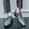 New 46 47 large size 48 pointed leather shoes for men business formal wear lace-up patent leather brightening face increase 1