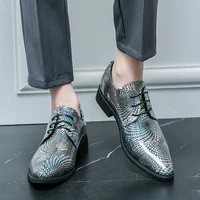 New 46 47 large size 48 pointed leather shoes for men business formal wear lace-up patent leather brightening face increase 1