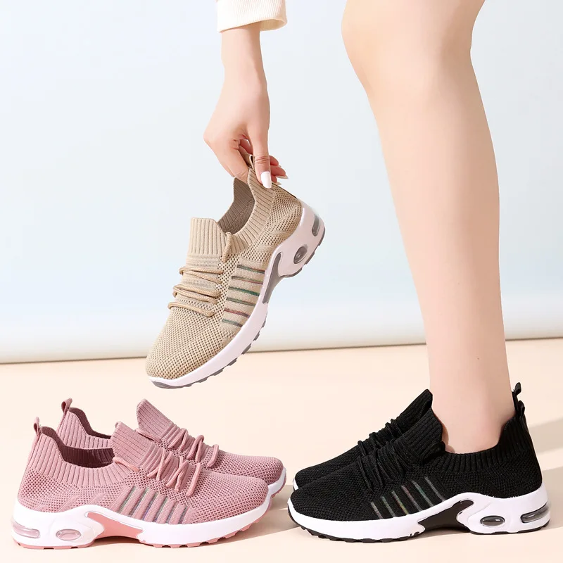 TSTCTB 2020 New Fashion Sneakers for Woman Stretch Fabric Breathable Lace-up Comfortable Soft Bottom Tenis De Mujer Women Shoes