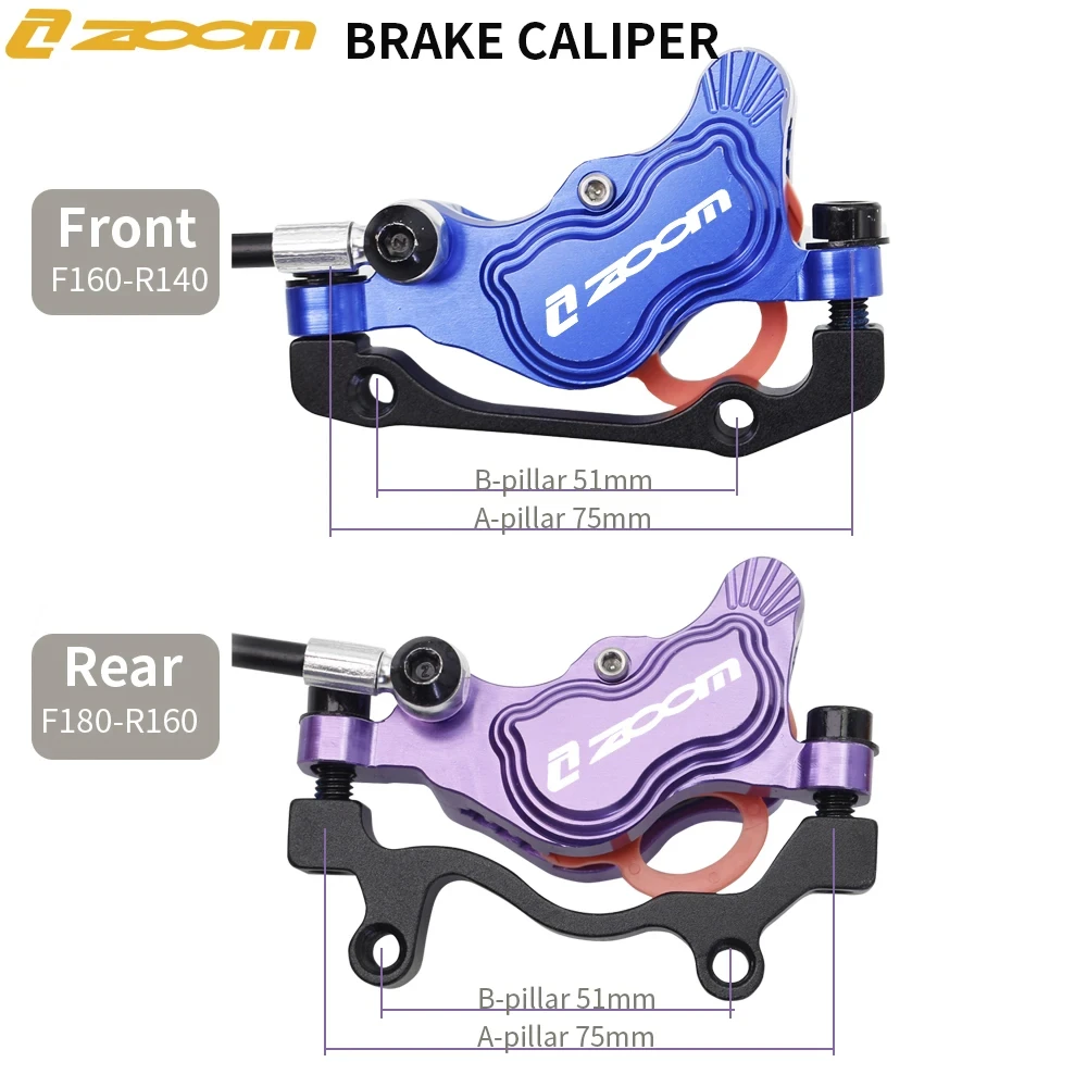 ZOOM HB-910 4 피스톤 산악 자전거 유압 디스크 브레이크, CNC 초경량 AM HD 900 1550mm MTB 브레이크, 4 피스톤 오일 압력