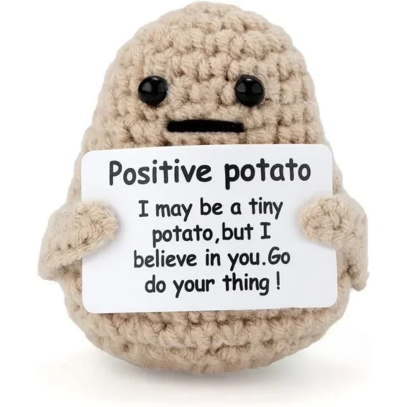 Positive Energy Potato Hug Pocket Mini Handmade Plush Wool Knitting Doll with Card Funny Birthday Gift Home Room Decoration plush knitting doll,plush toy
