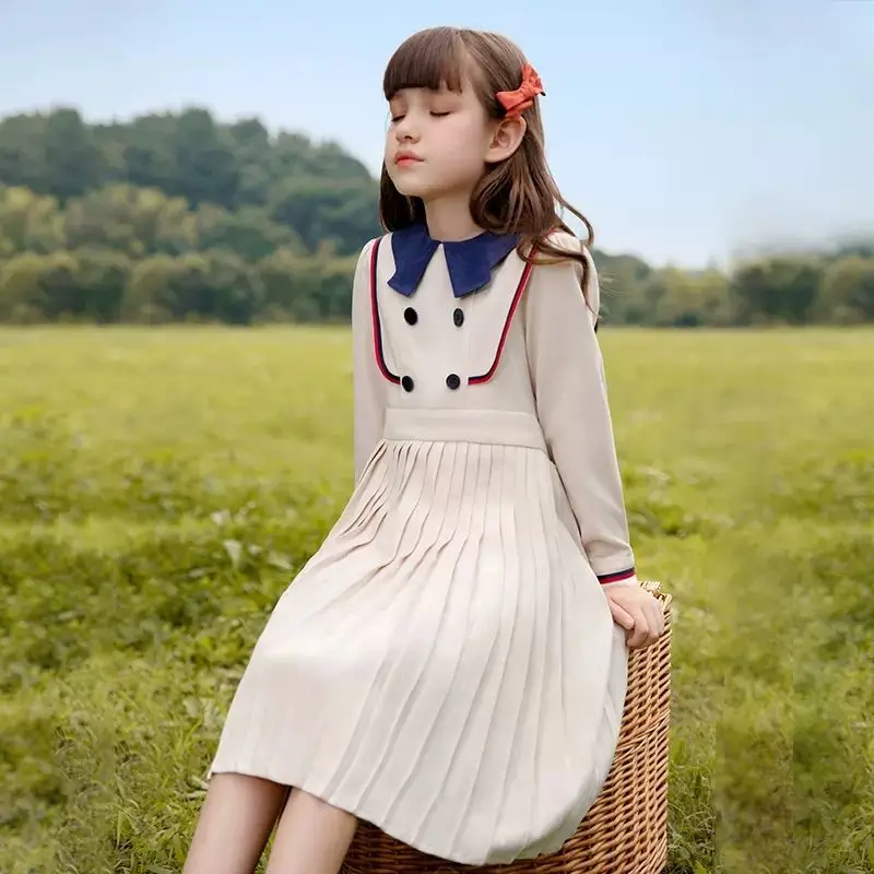 

2023 Autumn/Winter New Fashionable Sweet Children's Skirt Long Sleeve Mid length Girls' Princess Skirt