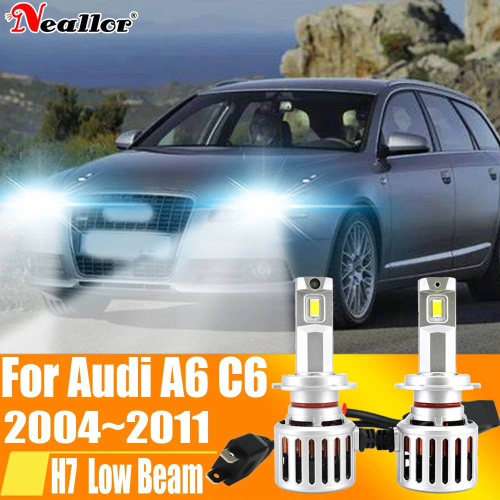

2 шт., Автомобильные светодиодные лампы H7 12 В 55 Вт для Audi A6 C6 6000 ~ 2004 A4