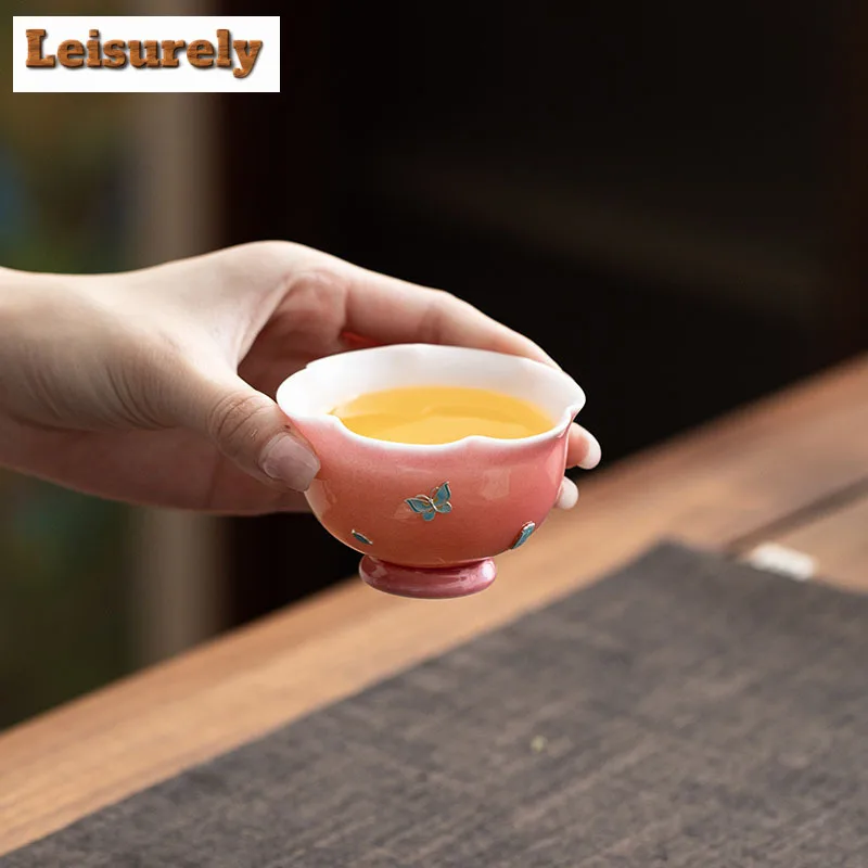 80ml Silver-plated Ice Jade Porcelain Kui Mouth Teacup Luxury Tea Bowl Cute Cup Tea-tasting Personal Cup Chazhan Master Cups