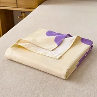 Botanical Floral Flat Sheet, Soft Purple Flower Print Bed Sheet Set Brushed Cotton Bed Cover with 2 Pillowcase Twin Queen Size 6