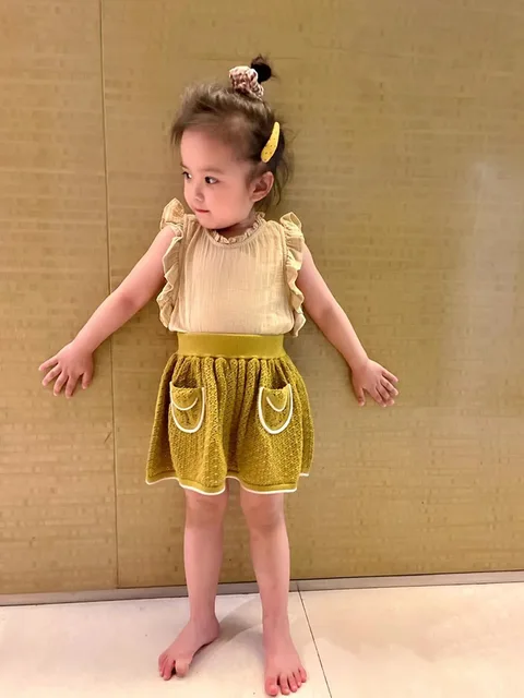 New Baby Girls Knitted Skirts Autumn Hollow Out Soor Ploom Brand  