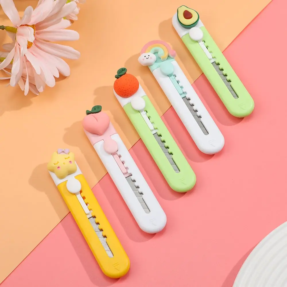 

1PCS Heart Utility Knife Blade With Snap Button Letter Envelope Opener Paper cutter Art Tool Kits