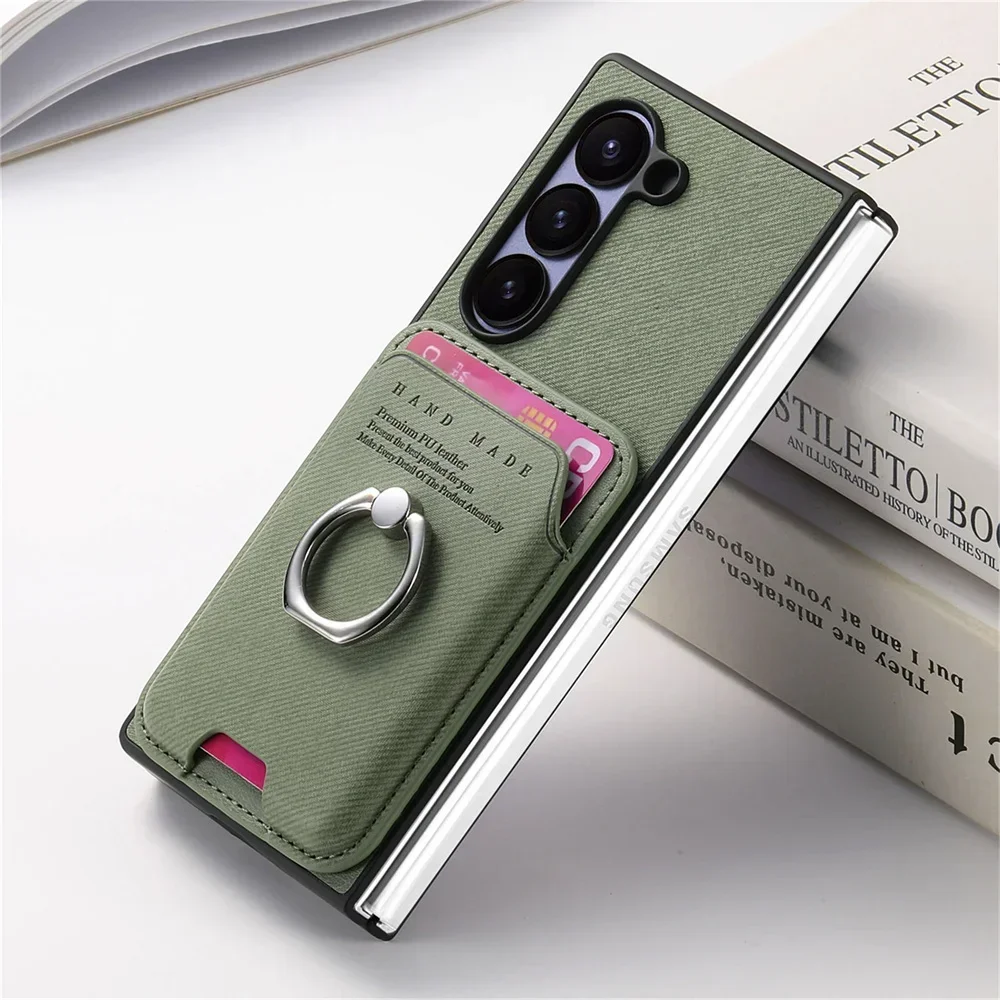 Detachable Magnetic Leather Wallet with Card Holder and Bracket Cover