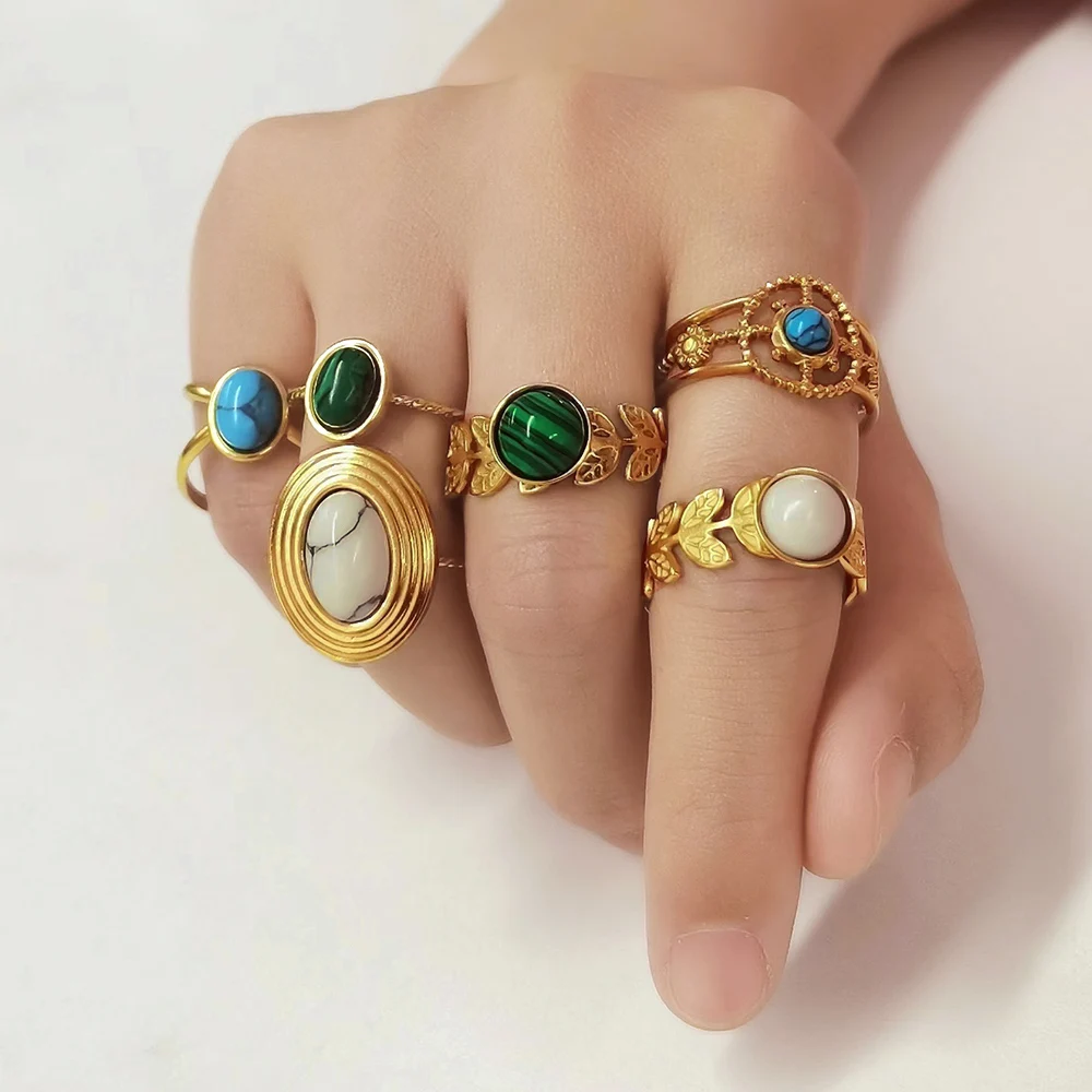 Natural Stone Vintage Rings Natural Stone Ring Women Vintage - Main Image