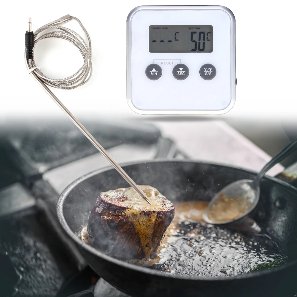 Electronic Thermometer Timer Food Meat Temperature Meter Gauge with Probe Food Meat Temperature Meter Gauge Probe