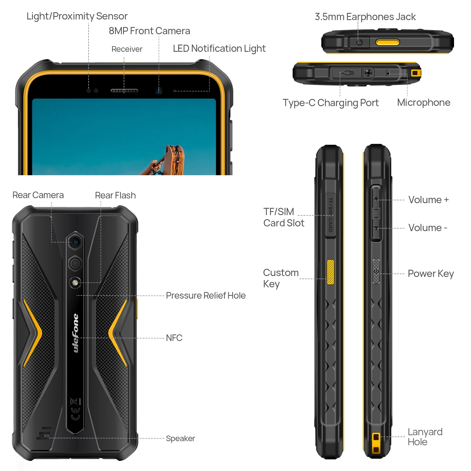 Ulefone Armor X12  Rugged Phone, Android 13 Smartphone, Up to 6GB RAM,  32GB ROM, 4860mAh, 13MP, 5.45", 4G, NFC, Global Phone 5