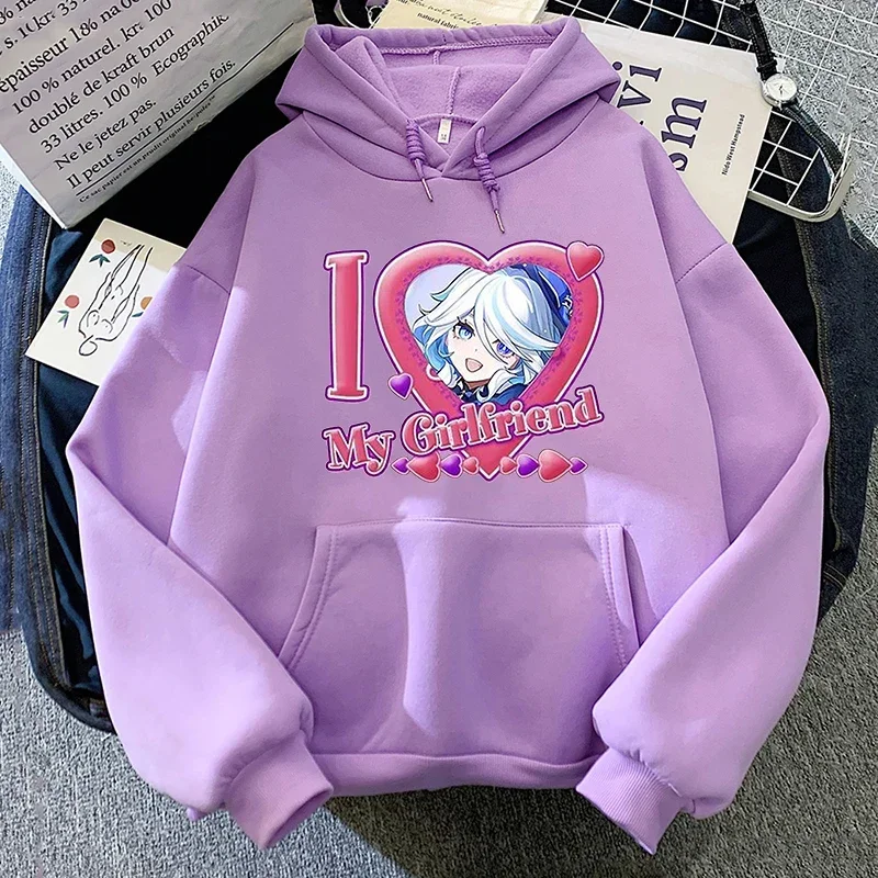 Genshin Impact Furina Hoodie Women Aesthetic Graphic Kawaii Hoodies Woman Autumn Winter Casual Hooded Sweatshirts Anime Clothes