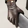 Men Business Driving Gloves Cycling Sheepskin Leather Winter Full Finger Touch Screen Brown Riding Motorcycle Business  Gloves 4