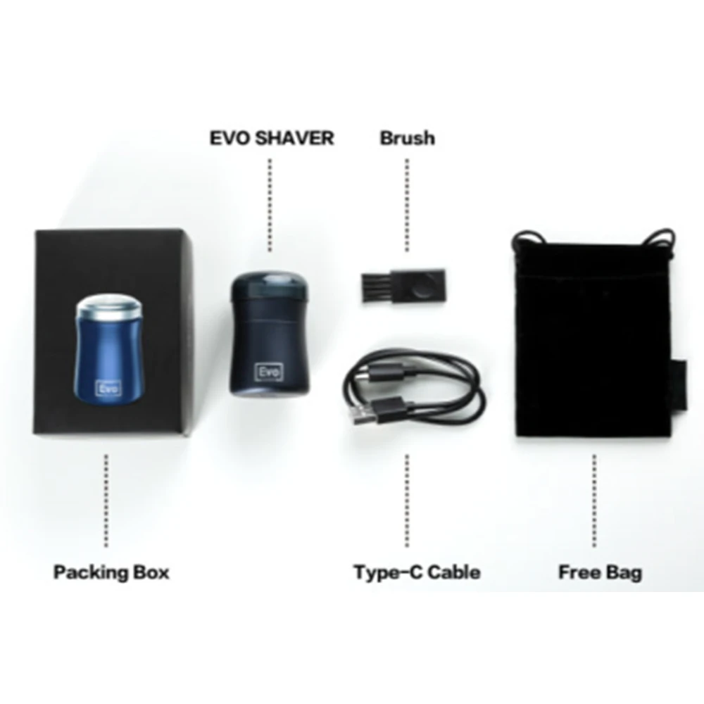 EVO Mini Electric Shaver Rechargeable Shaving Machine for Men Beard Razor Travel Pocket Size Men Shaver Trimmer Self Sharpening