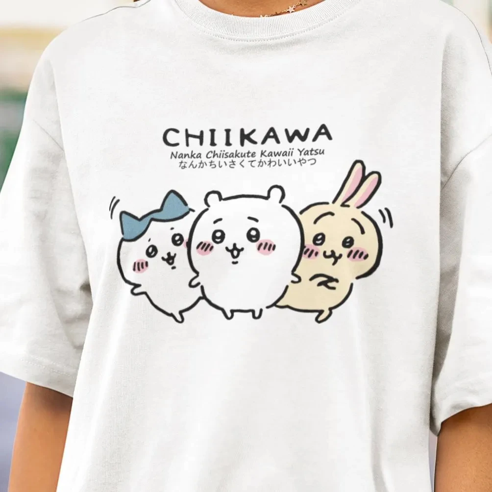 Chiikawa Usagi Hachiware Interessantes T-Shirt mit Alltagsszenen-Motiv, Unisex O-Ausschnitt Kurzarm Sommer-Freizeitkleidung für Kinder und Erwachsene