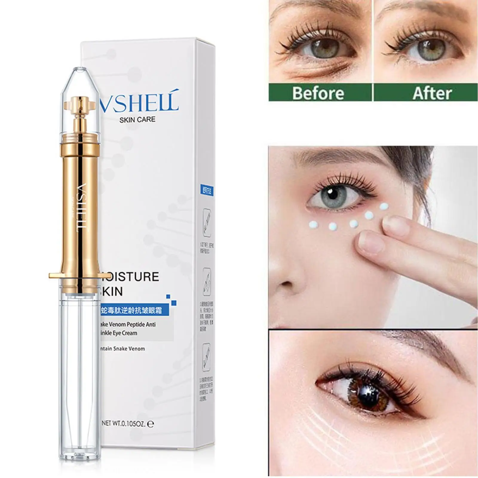 

1/2PCS Instant Lifting Liquid Pump Eye Cream Anti Puffiness Wrinkles Effect Long Lasting Remove Eye Bag Dark Circles Fine Lines