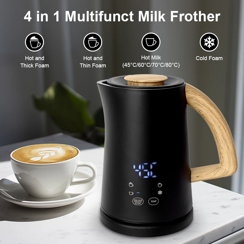 SUBADA Electric Automatic Milk Frother Foamer & Heater Coffee Latte Cappuccino 4 Settings Cold Airy Milk Dense Foam Warm Milk 3