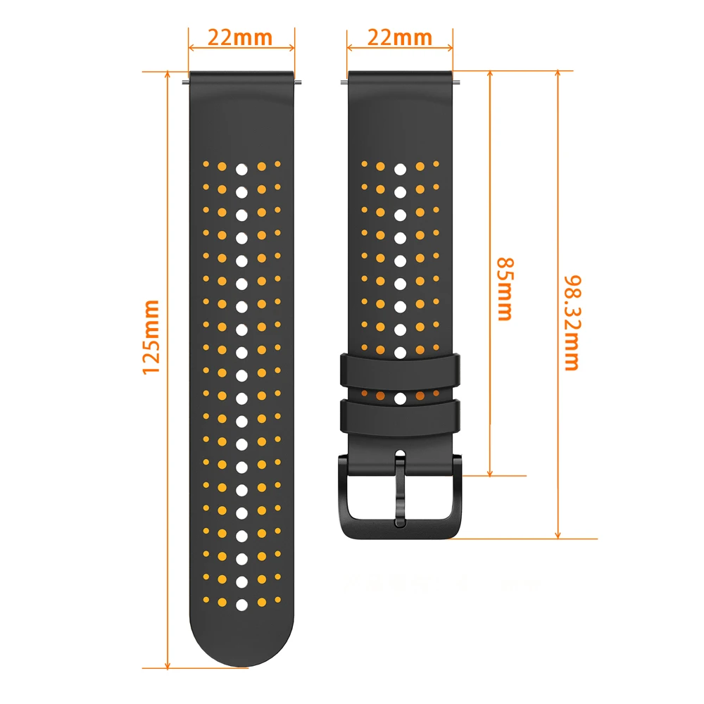 Breathable Silicone Strap 22mm Replacement Wristband Bracelet