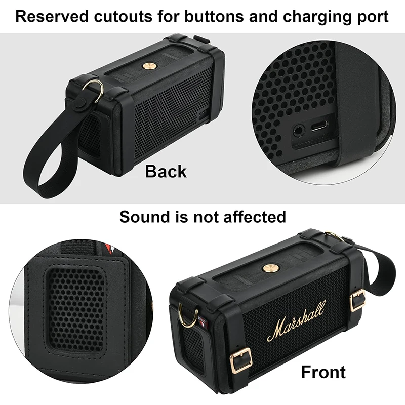 ZOPRORE PU Travel Carrying Case for Marshall Middleton Portable Bluetooth  Speaker with Shoulder Strap Protective Cover