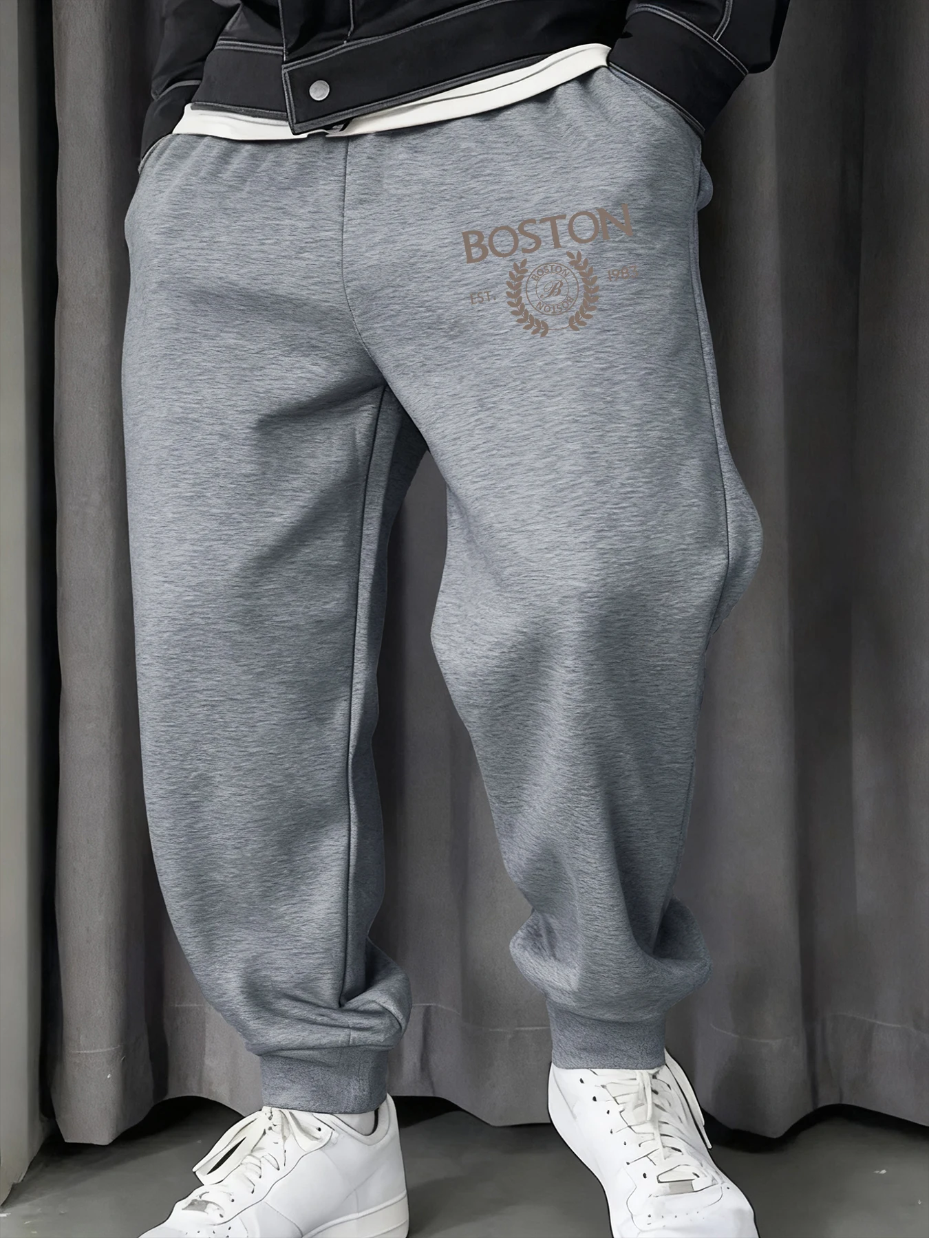 Boston Letter Est.1983 Printed Men's Sweatpant Sports Drawstring Pant Soft Warm Britches Autumn Street Unisex Long Pants