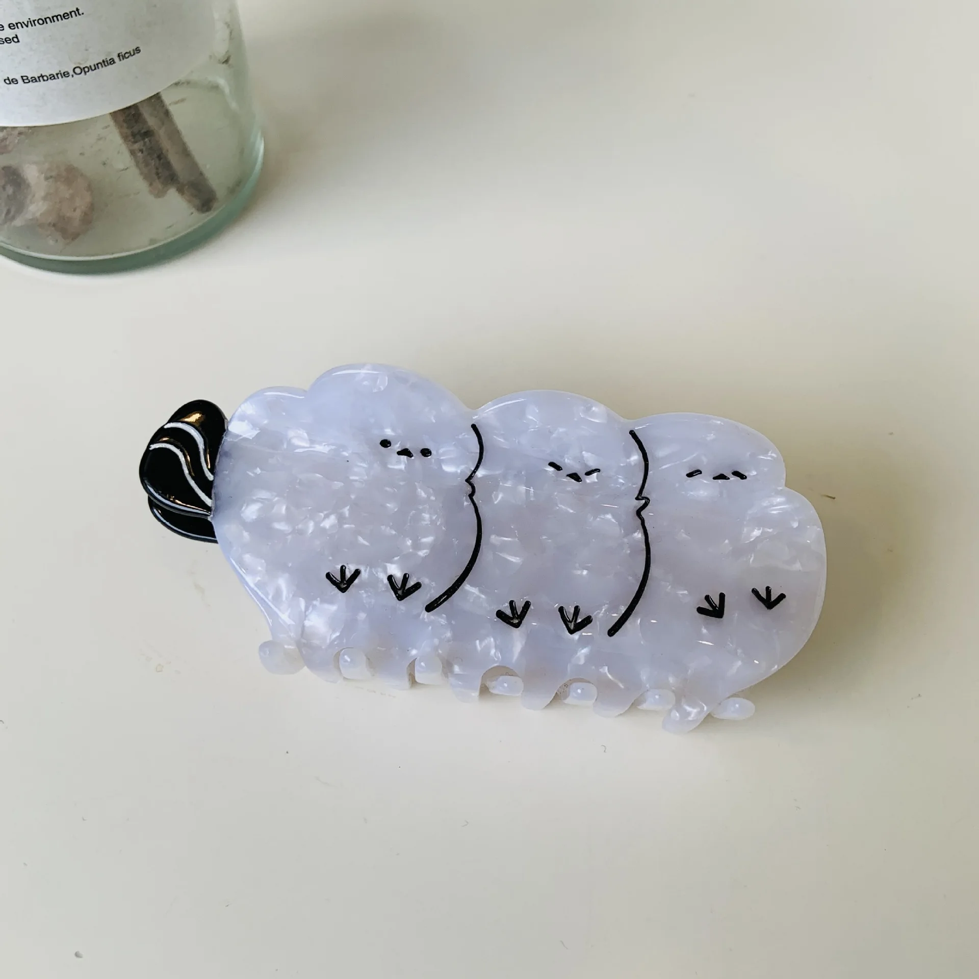 Damen-Clip, Vogel-Acetat-Clip, schwarzer Schwan-Clip, Leopardenmuster, Vogel, Tier, Papagei, Haar-Accessoires, einfache, lustige Hai-Clip-Mode_voghion.com