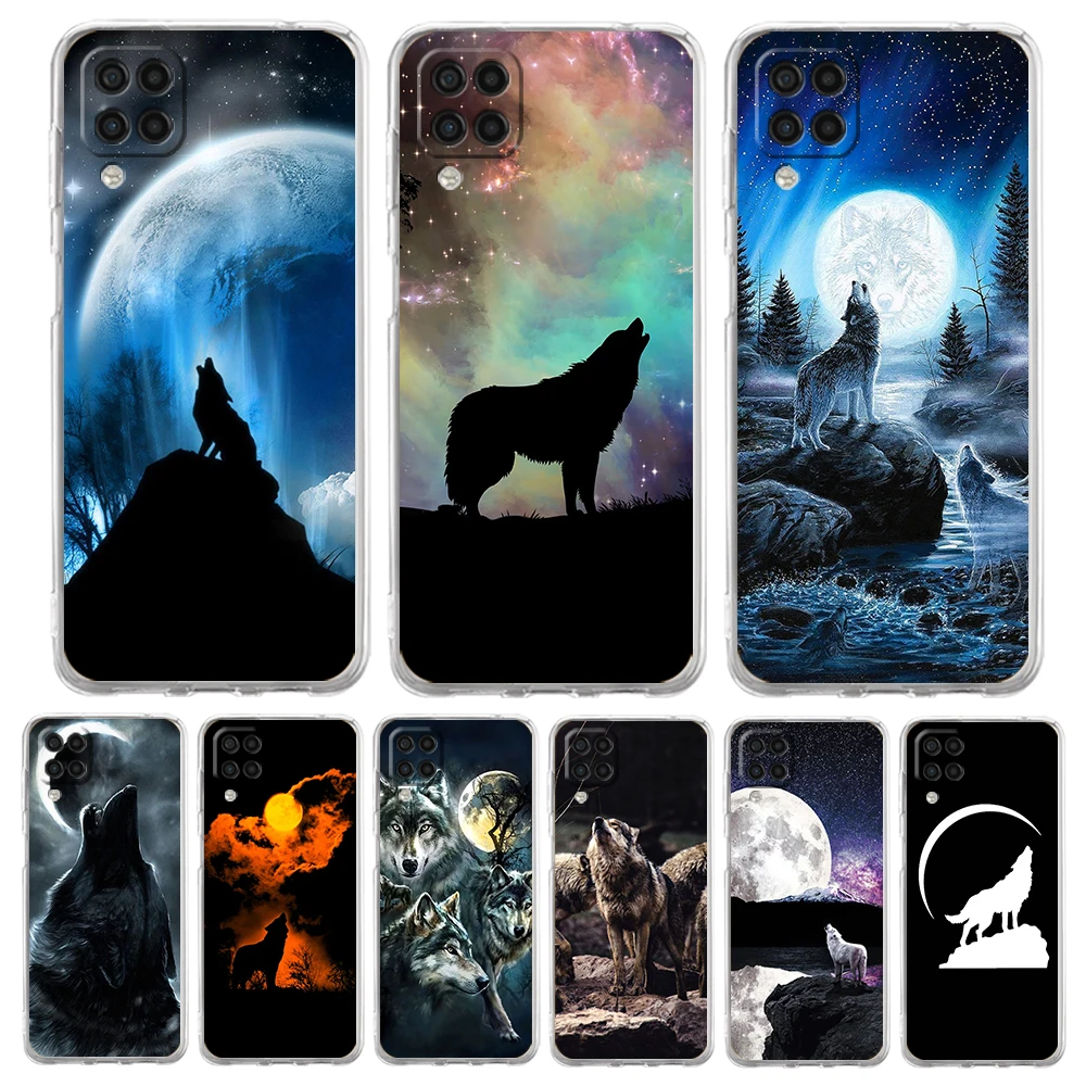 Custodia Per Telefono Moon Roaring Wolf Per Samsung Galaxy A53 A32 A52 A72 A13 A22 A51 A71 A41 A31 A21S 5G Custodia Morbida Trasparente