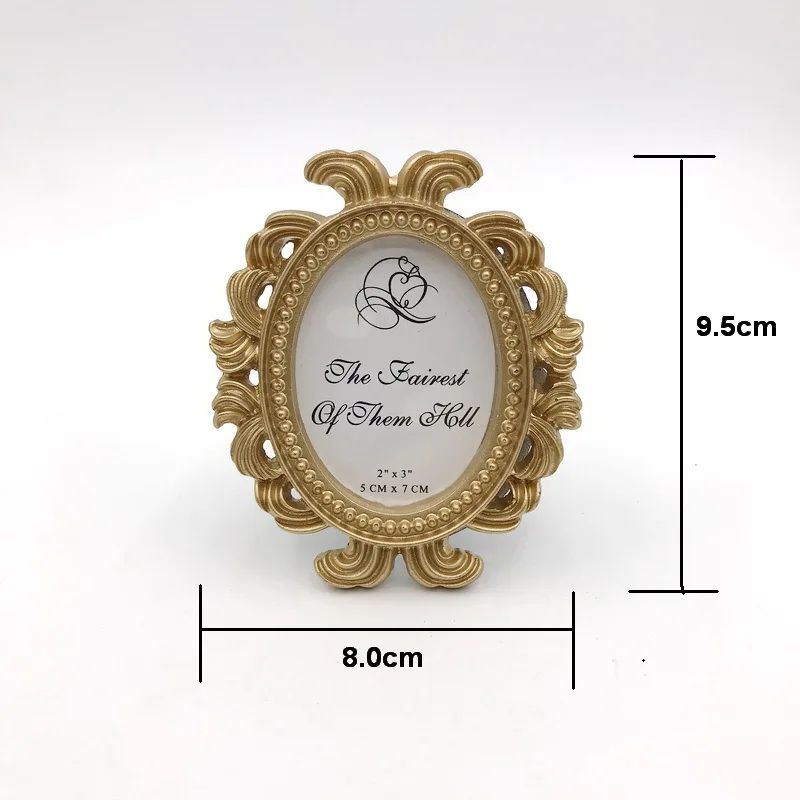Photo frame,art frames Retro Floral Photo Frame Elliptical Desktop Picture Frame Ornament Small Baroque Photo Holder Prop Wedding Home Decor Gift