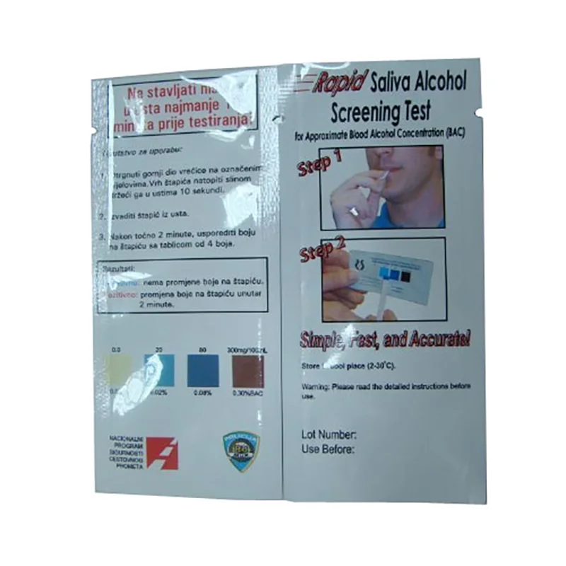 Disposable Saliva Alcohol Screening Test Alcohol Test Paper Innoxious Accurate Safety Health Measurement