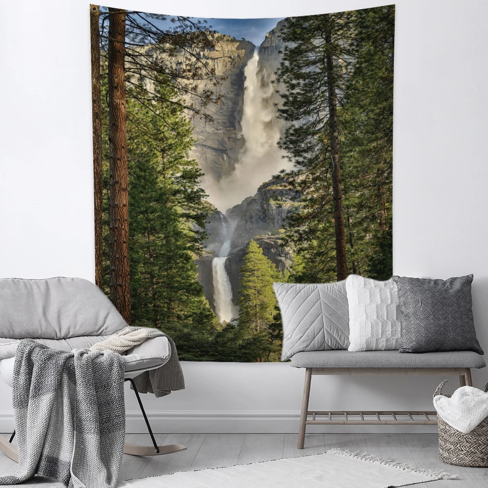 

Nature Forest Waterfall Landscape Tapestry Bohemian Decorative Wall Murals Tapestries Living Room Canvas For Wall Tapestries