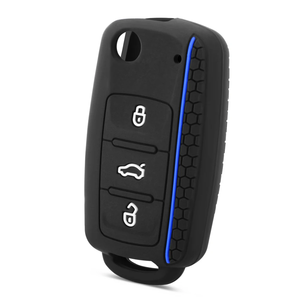 Car Key Case for VW Golf Jetta POLO for Skoda Yeti Superb Rapid Octavia SEAT Leon Ibiza 3 Button Silicone Key Cover key case key case cover car key shell