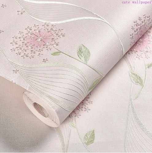 

Simple Wave Pattern Large Flower Non Woven Fabric Self Adhesive Wallpaper Girl Pink Children Wallpapers 3D
