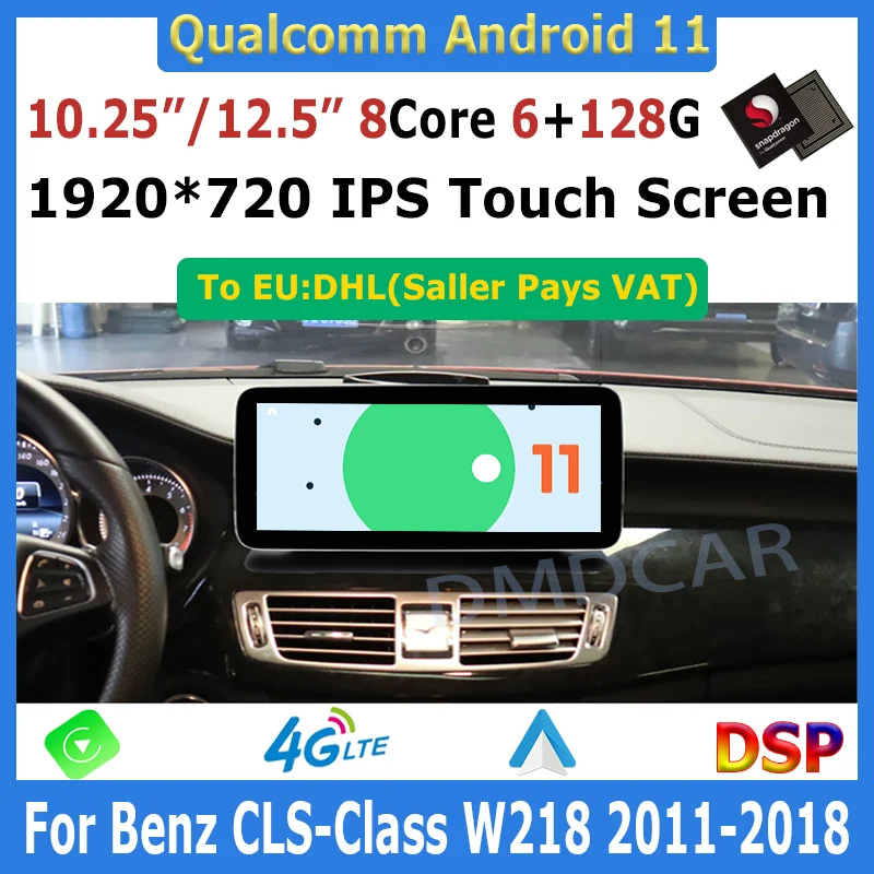 Автомобильный мультимедийный плеер Snapdragon 10 25/12 5 дюймов Android 11 GPS для Mercedes Benz CLS Class