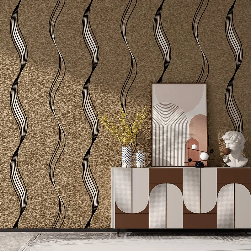 

New Curved Wave Pattern Wallpapers Home Decoration Deerskin Velvet Thickened Wallpaper 3D